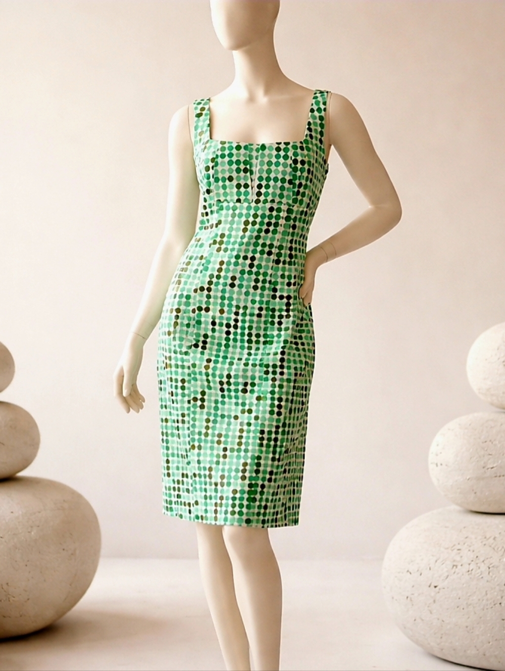 Calvin Klein | Green Large Dot Retro Fit Dress Size 12